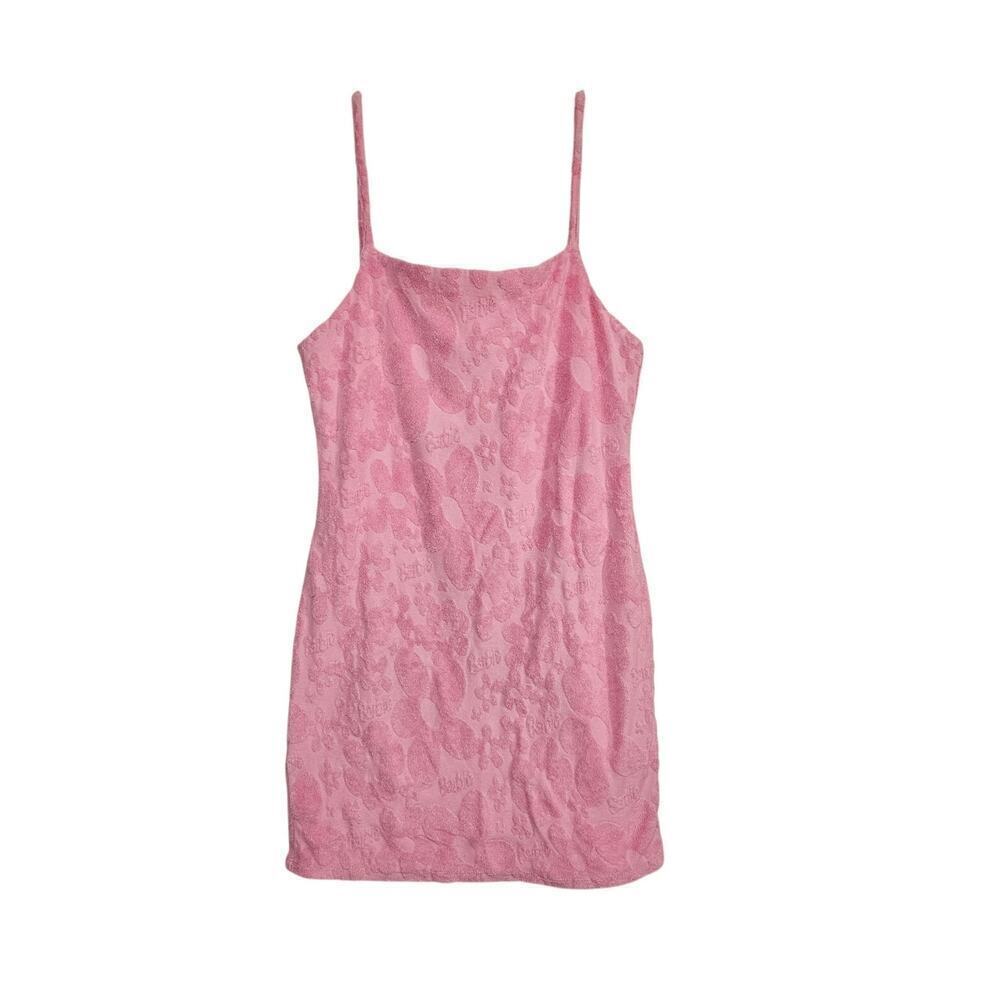 Barbie X Forever 21 Mini Bodycon Dress Bubblegum Pink French Terrycloth Sz M